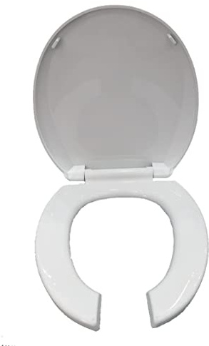Large Opening Toilet Seat with Cover, Open Front Elongated Toilet Seat Soft Close, Quick Release Hings, White,Round