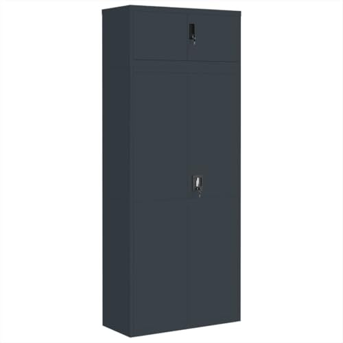 vidaXL Armadio Classificatore Antracite 90x40x220 cm in Acciaio, Armadio classificatore, schedario da Ufficio, schedario in Metallo