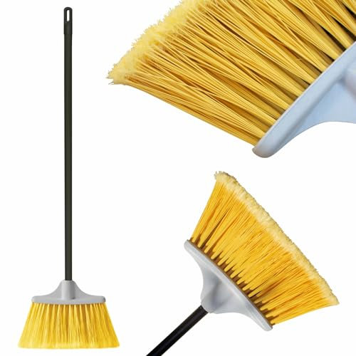 York Balai Extérieur - Balai de Nettoyage - Manche 24 cm en Acier - Surfaces Dures Feuilles Neige - Noir Jaune Sunny Garden