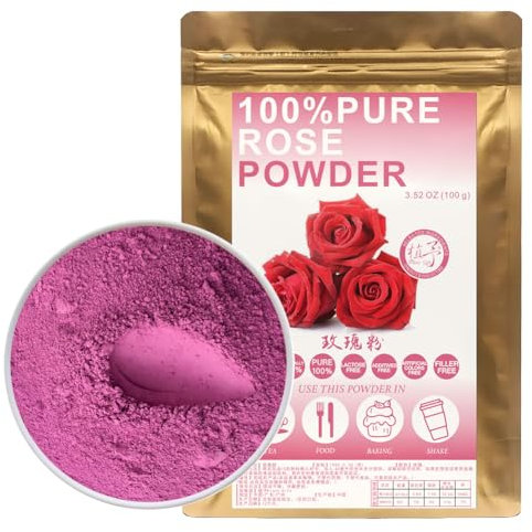 100% Natural Pure Rose Powder 100g/3.52oz 玫瑰粉 poudre de pétales de rose comestible pour la cuisson et la cuisson - poudre de pétales de rose biologique naturelle pour masque de bricolage