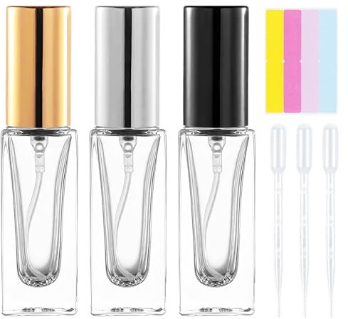 YHTCC 3PCS Refillable Perfume Atomiser 10ml with Dispenser, Perfume Travel Spray Bottles, Portable Aftershave Spray Bottle for Travel, Holiday, Business