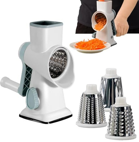 Trituradoras de alimentos para cocina, rallador de queso de manivela | Práctico rallador manual con mango | Cortador de verduras versátil, rallador de queso giratorio para queso, pepino, manzana t