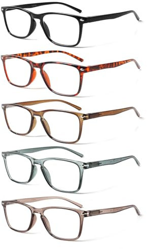 ZOECENT 5 Pack Lesebrille Blaulichtfilter Brille Damen Herren Computer Brillen Lesebrillen mit Federscharniere (5 Farbe Mischen-1, 1.50, x)