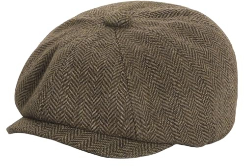 Maeau Skärmmössa för baby och barn, skjutmössa, platt nyfödd basker tweed/denimmössa, irländsk tidningspojke, mössa, Newsboy småbarn, Gatsby-mössa, platt keps, basker, 1–9 år, BRUN, 4-9 Jahre
