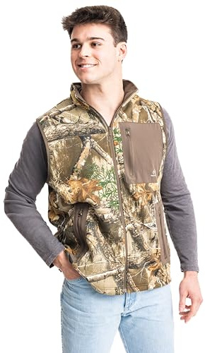 Realtree Men's Poly Fleece Vest – Camo Outdoor Hunting Vest with Zipper Pockets & Adjustable Fit
