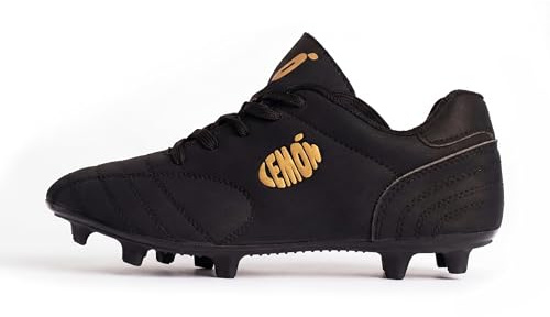 LEMON Series 1 Football Boots with Laces – Lightweight Microfibre Soccer Shoes for Kids & Adults | Ankle Support, Cushioned Midsole, Waterproof Upper – Black Size 4Uk