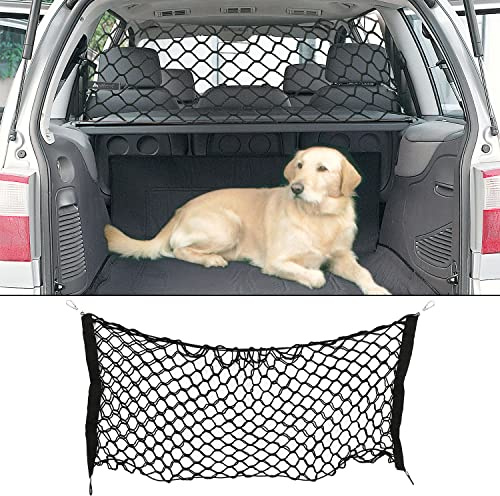 GarveeLife Grille de séparation pour Chien - 120 x 70 cm - pour Coffre et siège arrière - Barrière Universelle en Oxford avec Filet de sécurité - Montage Facile sans Outils - pour SUV, berline et Van