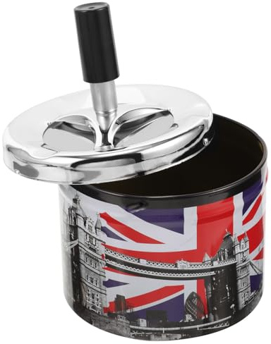 Cenicero Tapa de Metal Plata, Apagado Automático para Cigarrillos | Humo, para Interior de Escritorio, Portátil y Estable, No se Oxida