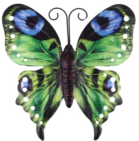 OSALADI Arte de Pared de Hierro Colgante 3d Verde, Adorno Metálico para Decoración de Jardín Exterior, Decoración Artística para Terraza y Hogar, Ornamento Mural Resistente al Aire Libre