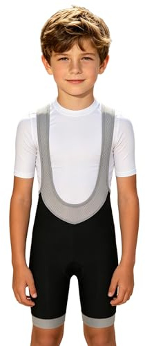 Msemis Cykelbyxor för barn, pojkar, elastiska cykelshorts, cykelshorts med remmar, cykelsportbyxor, cykelkläder, sportbyxor, streetdans, svart, 146-152