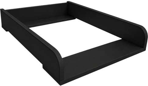 ComfortCove Skötbordstillsats, Rundade Sidor, 53,2 x 70 cm, Svart | Skötbordstopp för Byrå Justerbar Utdragbar 34–50cm, Skötbordsinsats baby, Skötfäste, Skötbordspåbyggnad för Byrå