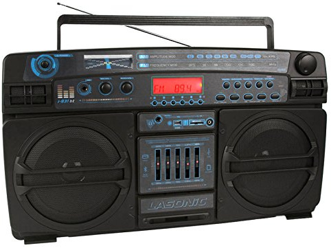 Lasonic i-931BT BoomBox BLUETOOTH AM/FM EQ USB SD AUX w/ Remote Built-In Battery - Black