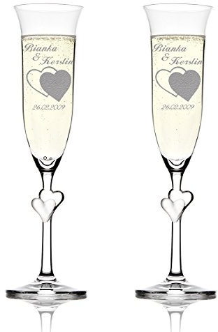 Stölzle Lausitz - Set di 2 bicchieri da spumante con effetto polarizzato inciso