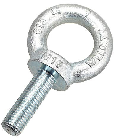 sourcing map Elevación Ojal Perno M16 x 50mm Macho Rosca C15 Carbono Acero para Colgante, Paquete de 1