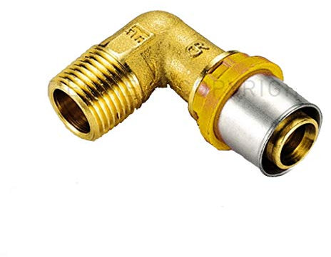 Raccordo A Pressare Curvo Maschio 16 X 1/2 Per Multistrato Per Gas Tiemme