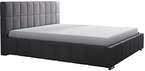 Mirjan24 Polsterbett Olena, Ehebett mit Bettkasten, 3 Größen, Farbauswahl, Doppelbett inkl Lattenrost, Bett mit XXL Kopfteil, Bettgestell, Schlafzimmer, Boxspringbett-Optik (Rico 23, 180 x 200 cm)