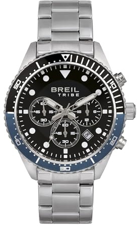 Breil, Collezione Sail, Orologio Uomo, Cronografo in Acciaio Lucido, Movimento PE902 SUNON, Indici e Sfere con White Luminous, Chiusura con Pulsanti e Fermaglio di Sicurezza, Cassa 42 mm, Nero-Blu