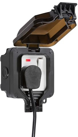 Knightsbridge OP7N Outdoor Weatherproof Single fuse switch with Neon, Black, 153 mm*110 mm*84 mm