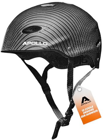 Apollo Casco de Bicicleta, Casco de Patinete, Casco Skate para Niños y Adultos – Casco Niño y Adulto con Rueda de Ajuste – También como Casco BMX, Monopatín, Scooter – Diferentes Tamaños y Colores