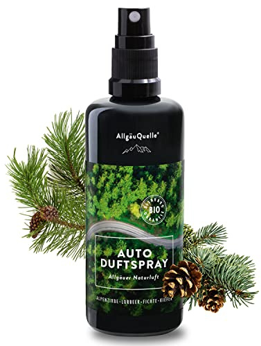 AllgäuQuelle® auto Duftspray: Der BIO-Duft als natürlicher Duftspender mit Waldduft: Lorbeer, Fichte u. Kiefer | ideales Zubehör für Auto-Innenraum