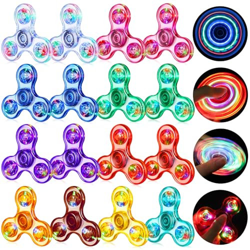 Gigilli Fidget Spinner 16er Pack,Party Favors LED Light Fidget Spinner Spielzeug für Kinder, Stressabbau Anti Angst sensorisches Spielzeug Fidget Set,Valentinstag Party Taschenfüller Geschenk.