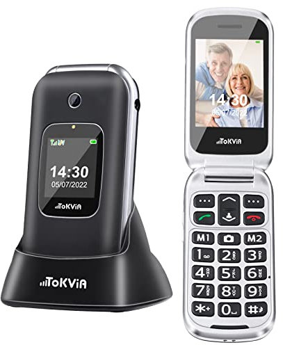 GSM Mobiltelefon Klapphandy für Senioren | Seniorenhandy ohne Vertrag mit SOS Notrufknopf | Großen Tastenhandy 2,4-Zoll-Bildschirm T221