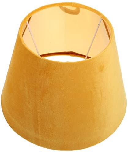 SOLUSTRE Hängelampe Stoff Tischlampe Lampenschirm E27 Gelb Samt Hängeleuchtenschirm Tischlampenschirm Goldener Innenliner 25cm Deckenlampe Pendelleuchte Wandleuchte Schutzhülle Dekoration