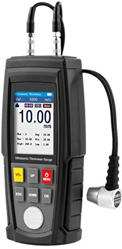 BuyWeek Medidor de espesor ultrasónico, WT130A Medidor de espesor ultrasónico digital Probador de espesor ultrasónico portátil 1.00-300.0 mm