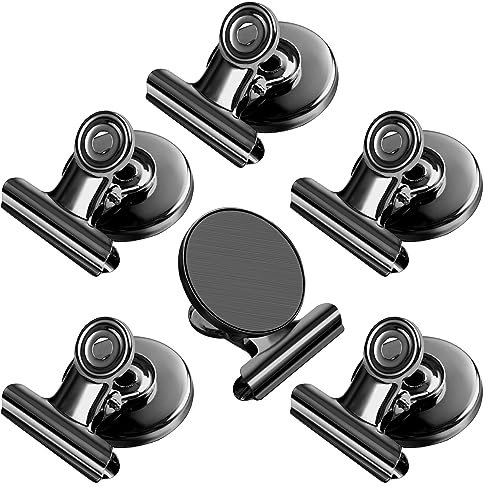 Magnetklammer, 6 Stück Schwarz Kühlschrankmagnete, Magnete für Magnettafel, Magnete mit Klammern, Kratzfreie Magnetische Klammern, Starke Magnet Klammern für Fotos, Aufkleber, Taschen