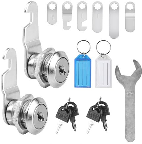 2 PiezasCerrado de Cartera con 6 diferentes placas de cierre, Cerrado de armario de 16 mm Universal con Llave, Cerrado de muebles (Modelo clave no universal)