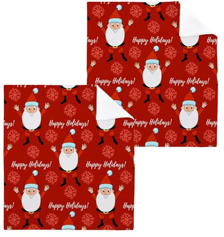 ISAOA Weihnachts-Waschlappen für Badezimmer, Spa, Hotel, Weihnachtsmann, Gästetücher, Waschlappen, saugfähig, schnell trocknend, 2,30 x 30 cm