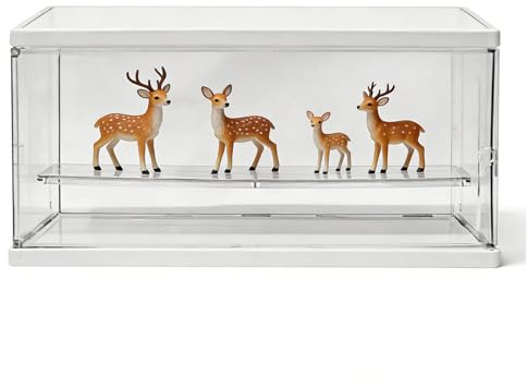 ANMOO Acrylic Display Box, Clear Display Storage Box Dustproof Protection Showcase Storage & Organizing for Collectibles, Action Figures, Miniature Figurines (Large)