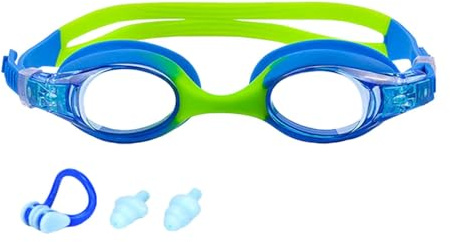 Occhialini da nuoto anti-appannamento per bambini, unisex, per bambini, ergonomici per bambini, anti-appannamento, regolabili, a prova di perdite, con clip per il naso