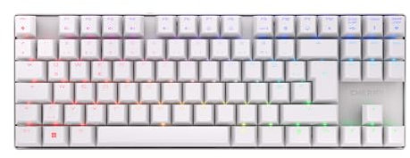 CHERRY MX 8.2 TKL Wireless, Kabellose Gaming-Tastatur ohne Nummernblock, Deutsches Layout (QWERTZ), Bluetooth, 2,4 GHz und Kabel, MX2A RED Switches, Weiß
