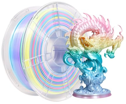iBOSS Filamento per stampante 3D in seta Macaron Arcobaleno PLA+ 1,75 mm +/-0,02 mm, 1 kg (2,2 lb), filamento PLA PRO per stampa 3D, adatto alla maggior parte delle stampanti FDM