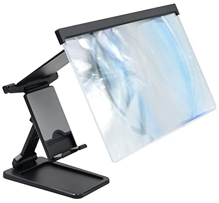 KFETCN Lente d'Ingrandimento per Schermo del Telefono, Amplificatore per Schermo del Telefono 3D, Display Video in Vetro Pieghevole, Diviso in HD, 3D, Portatile, con Staffa pigra, Lente d'ingrandi