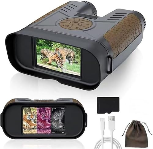 Nattvisionsglasögon, fullfärg infraröd nattvisionskikare för vuxna, 4 tum stor skärm, FHD 1080P uppladdningsbar 20X digital zoom, 32 GB kort för att spara foton och videor