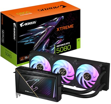 Gigabyte AORUS GeForce RTX 5080 XTREME WATERFORCE 16G Graphics Card - 16GB GDDR7, 256bit, PCI-E 5.0, 2805MHz Core Clock, 3 x DP 2.1a, 1 x HDMI 2.1b, NVIDIA DLSS 4, GV-N5080AORUSX W-16GD
