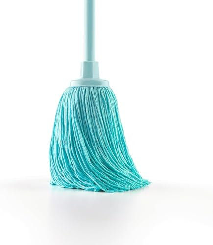 Blue Dolphin - Fregona Microfibra reciclada Super Absorbente con Rosca Universal Cabezal Extragrande 22 cm sostenible Ideal para Limpieza del hogar y Suelos (versión Packaging inglés)