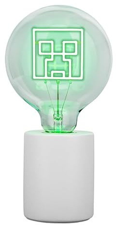 Paladone Minecraft Creeper Dekorative LED Neon Glühbirne Lampe - E27 Glas Glühbirne, offiziell lizenziertes Gamer Geschenk, perfekt für Schlafzimmer, Häuser, Spielzimmer Dekor
