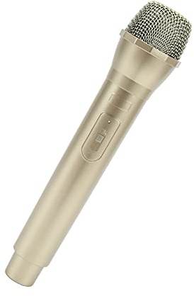 Aramox Micrófono Falso, Accesorio Realista para Karaoke y Cosplay, Diseño de Plástico con Tacto Ponderado, Actuaciones y Eventos Infantiles. (Gold)
