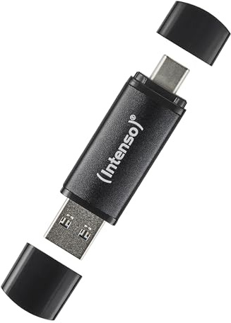 Intenso Flex Line 64 GB USB-minne - Dual USB 3.2 Gen 1x1 minne med USB-C och USB-A för smartphone, surfplatta, bärbar dator och OTG-kompatibel PC, 70 MB/s, svart