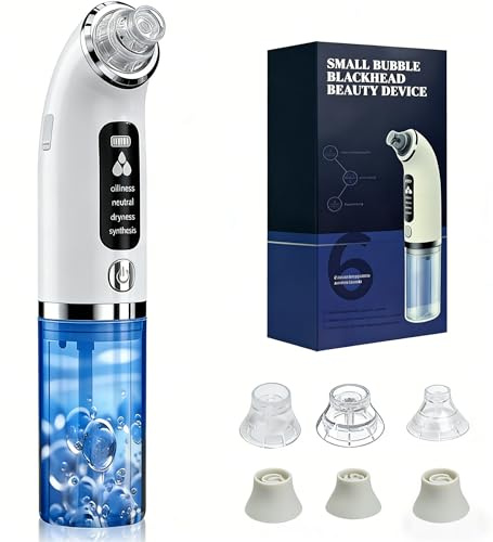 Aspiratore Punti Neri, Elettrico Comedone per Pulizia Viso e Rimozione Pori con 6 Testine e 4 Modalità di Aspirazione, Serbatoio Dell'acqua Visibile, il trattamento dell'acne e la cura della pelle