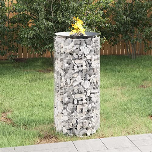 LoogCape Gabioneldstad Ø 50 cm galvaniserat järn trädgårdsdekoration med robust tråd, hållbart material för terrass, trädgård, eldstad, robust konstruktion, enkel installation, väderbeständig