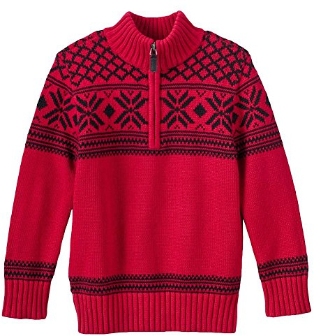 Chaps Quarter-Zip Pullover Sweater Boys 4-8 (4, Red/Black Fair Isle)