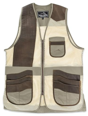 Wild Hare Shooting Gear Range Vest - Sage with Distressed Leather (3XL-Large, Right Handed)