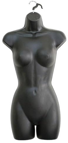 D.I.L Adult Female Full Size Hanging Body Form Display Mannequin Body Form Mannequin Display Form (Black)