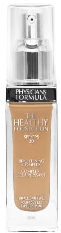 Physicians Formula The Healthy Foundation, Langanhaltende, Leichte und Aufbaubare Flüssig-Foundation mit Satin-Finish, Farbton MN3