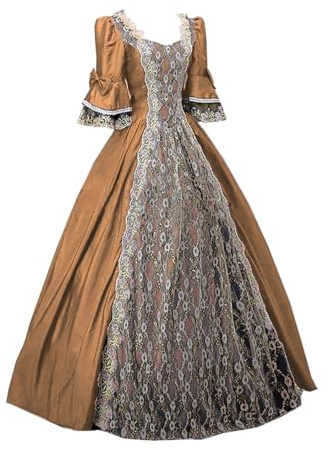 XUNRYAN Halloween Costumes Women Renaissance Dress 18th Century Victorian Ball Gown Mediveal Rococo Princess Queen Outfit
