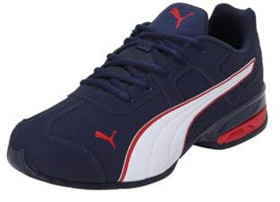 PUMA Unisex Tazon 7 Evo Road Running Shoe, Navy-for All Time Red, 45 EU